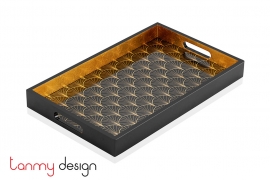 Black rectangle lacquer tray with dragon scale pattern 25*40*4 cm